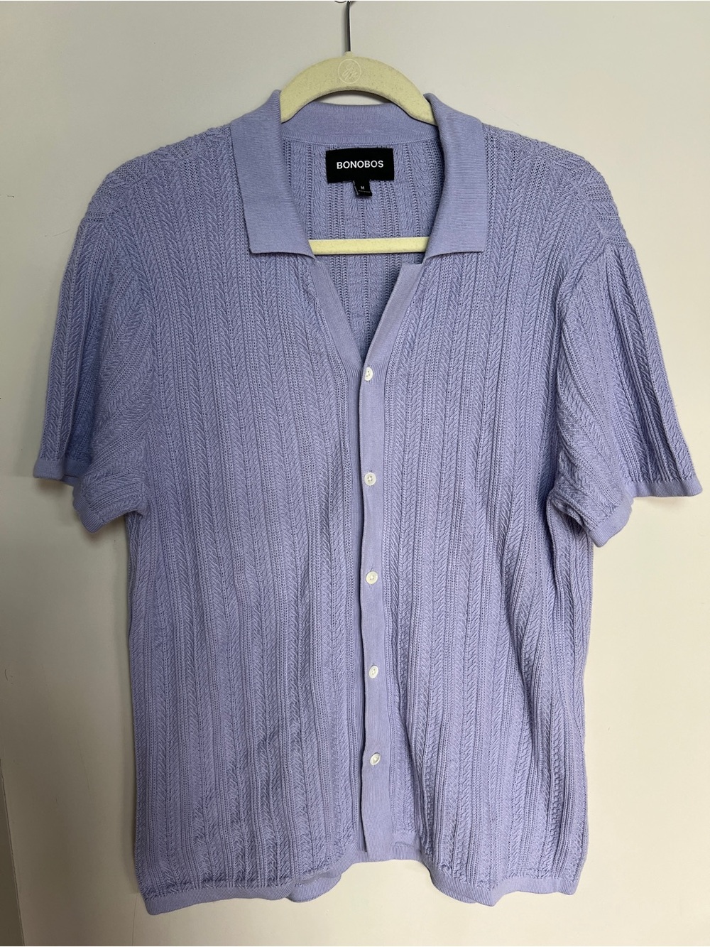 Bonobos Cable-Knit Short Sleeve Button-Down Shirt Lavender - JUST LIKE NEW!